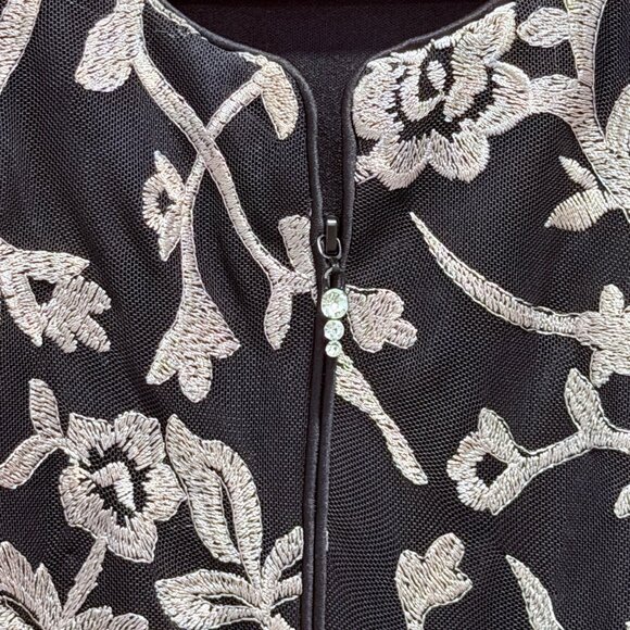 Black Formal Jacket with Dusty Pink Floral Embroidery - Picture 3 of 3